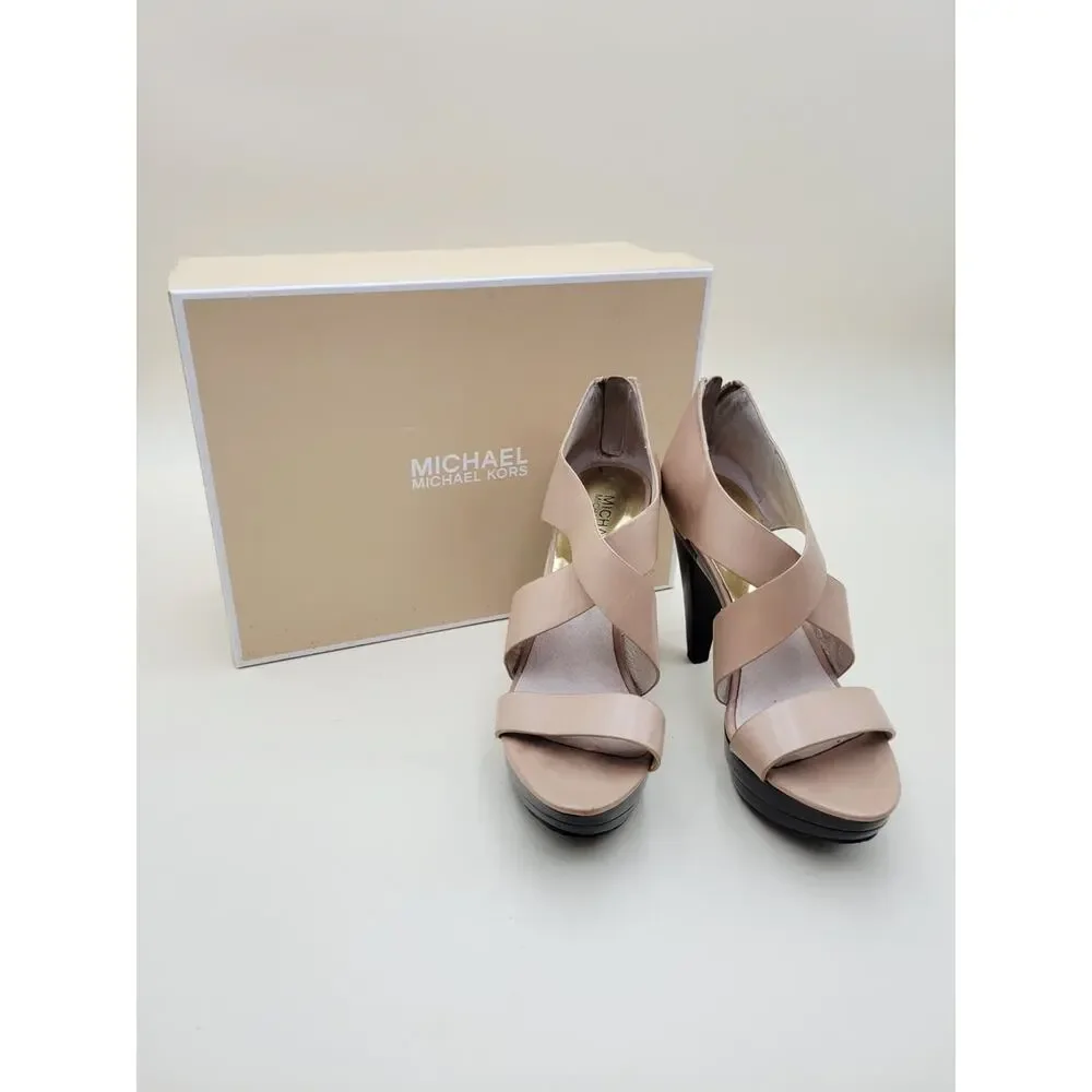 Michael Kors Elena Women's Sandals 7.5M Nude Original Box Included Leather